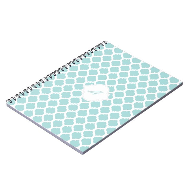 Blue Moroccan Pattern with Monogram Notebook (Left Side)
