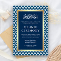 Blue Moroccan Quatrefoil Islamic Mehndi Ceremony