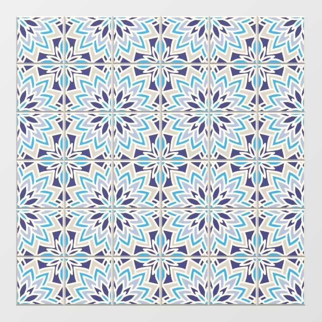 Blue Moroccan Style Floor Tiles Decals (Front)