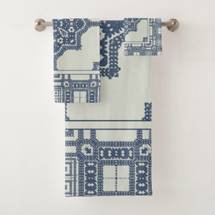 Blue Moroccan Tile Bath Towel Set