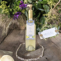 Blue Moroccan Tile Bottle Hanger Tags with Lemon