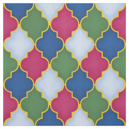 Blue Moroccan Tile (large scale) Fabric