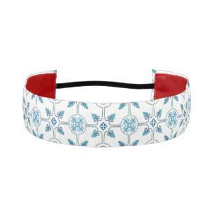 Blue Moroccan Tile Pattern Athletic Headband