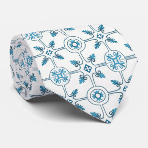 Blue Moroccan Tile Pattern Neck Tie