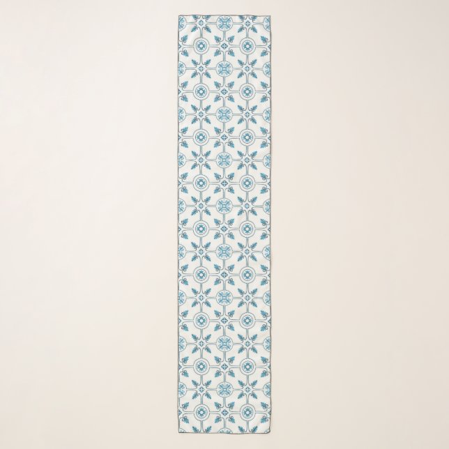 Blue Moroccan Tile Pattern  Scarf (Front)