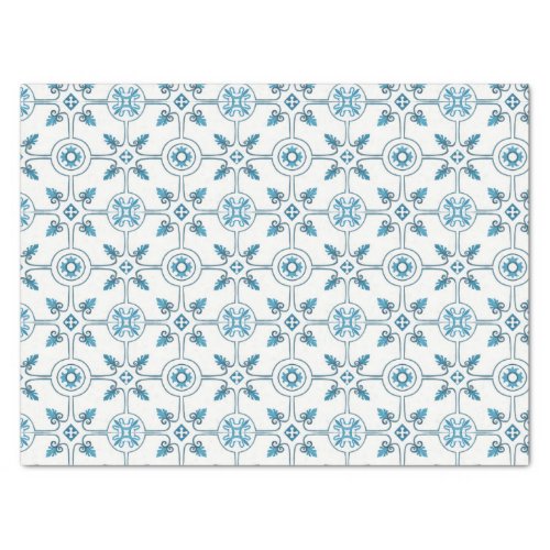 Blue Moroccan Tile Pattern Tissue Paper