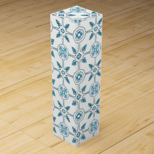 Blue Moroccan Tile Pattern Wine Box