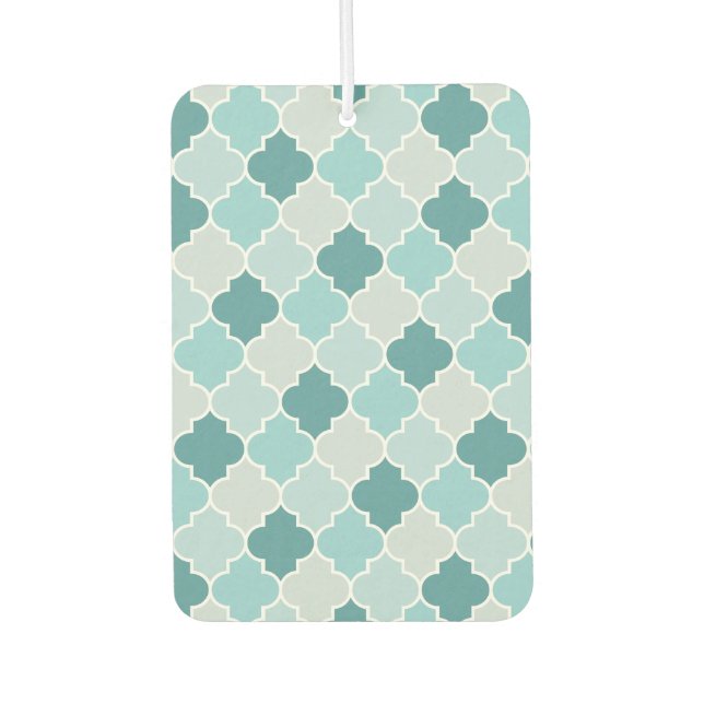 Blue Moroccan Trellis, Latticework, Quatrefoil Air Freshener (Front)