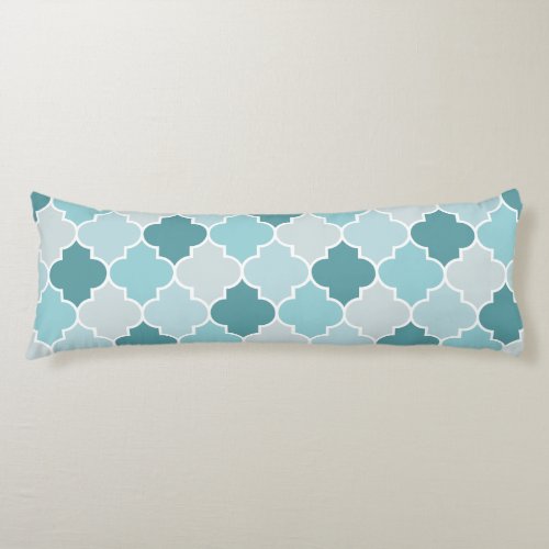 Blue Moroccan Trellis Latticework Quatrefoil Body Pillow