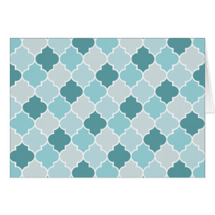 Blue Moroccan Trellis, Latticework, Quatrefoil Cards