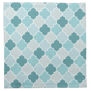 Blue Moroccan Trellis, Latticework, Quatrefoil Cloth Napkin