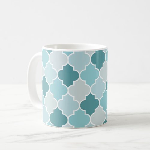 Blue Moroccan Trellis Latticework Quatrefoil Coffee Mug