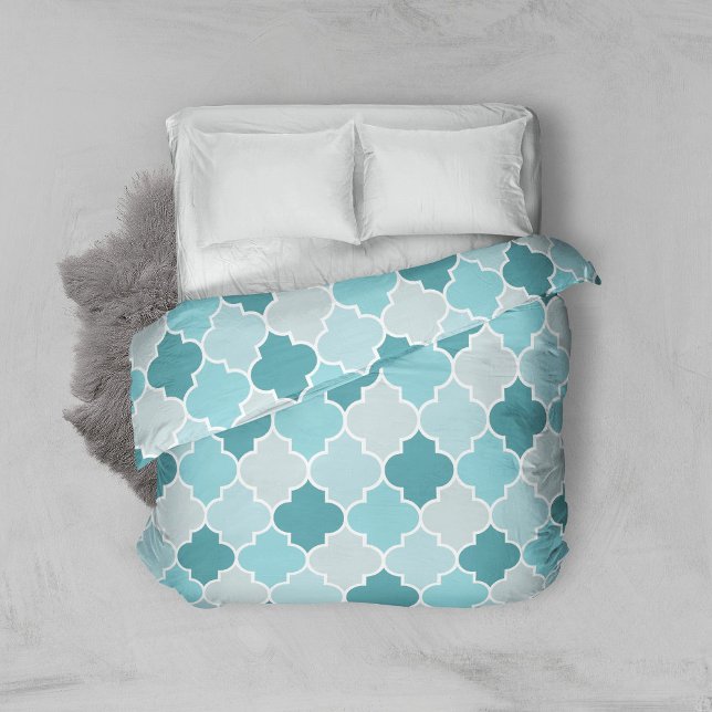Blue Moroccan Trellis, Latticework, Quatrefoil Duvet Cover (Creator Uploaded)