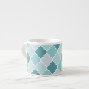 Blue Moroccan Trellis, Latticework, Quatrefoil Espresso Cup