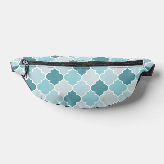 Blue Moroccan Trellis, Latticework, Quatrefoil Fanny Pack (Lay Down)