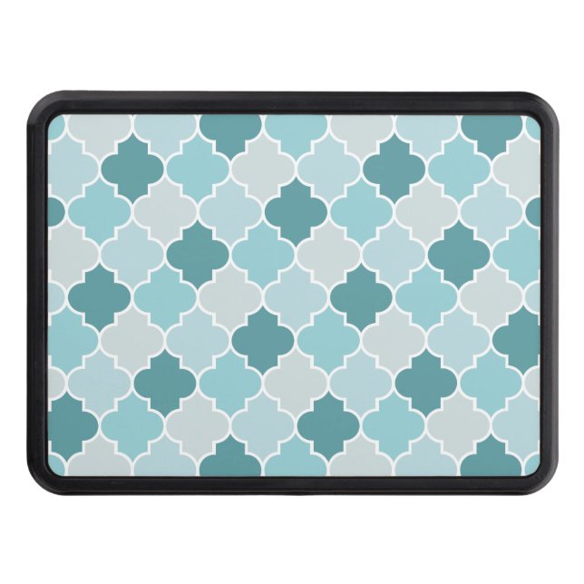 Blue Moroccan Trellis, Latticework, Quatrefoil Hitch Cover (Front)