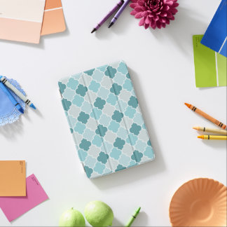 Blue Moroccan Trellis, Latticework, Quatrefoil iPad Mini Cover