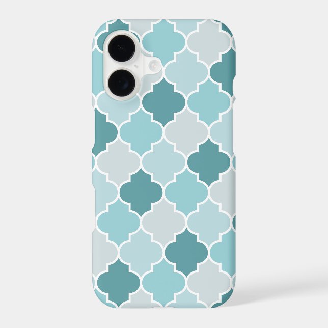 Blue Moroccan Trellis, Latticework, Quatrefoil Iphone Case (Back)