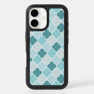 Blue Moroccan Trellis, Latticework, Quatrefoil iPhone 16 Case