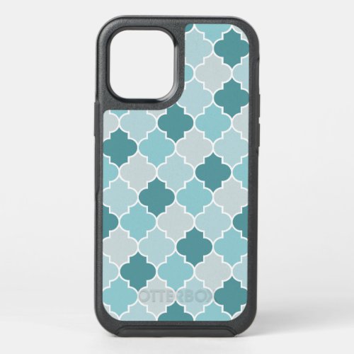 Blue Moroccan Trellis Latticework Quatrefoil OtterBox Symmetry iPhone 12 Case