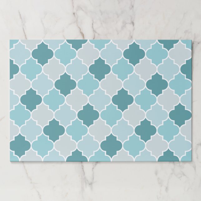 Blue Moroccan Trellis, Latticework, Quatrefoil Paper Pad (Front)