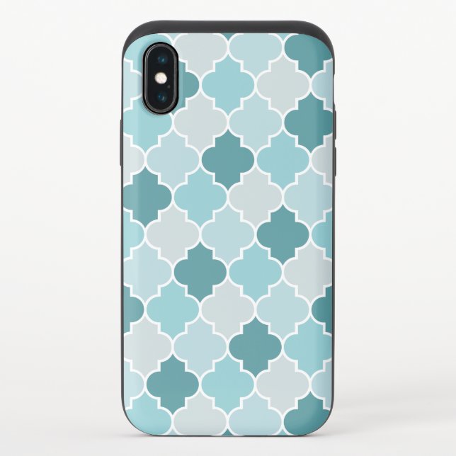 Blue Moroccan Trellis, Latticework, Quatrefoil Uncommon iPhone Case (Back)
