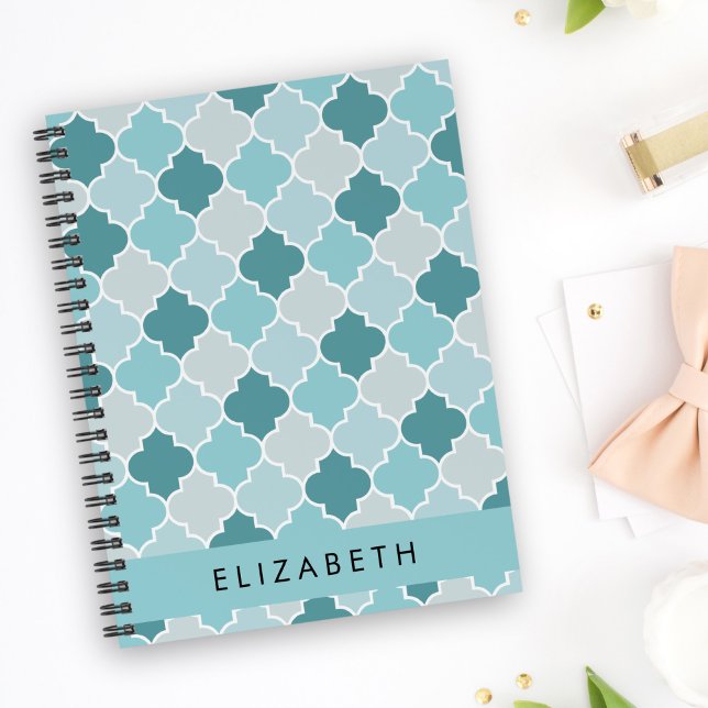 Blue Moroccan Trellis, Quatrefoil, Your Name Planner (Creator Uploaded)