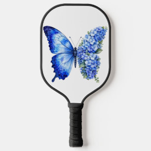 BLUE MORPHED FLORAL BUTTERFLY PICKLEBALL PADDLE