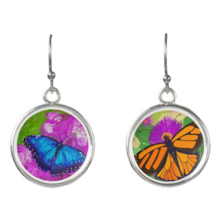 Blue Morpho and Monarch Butterfly Earrings