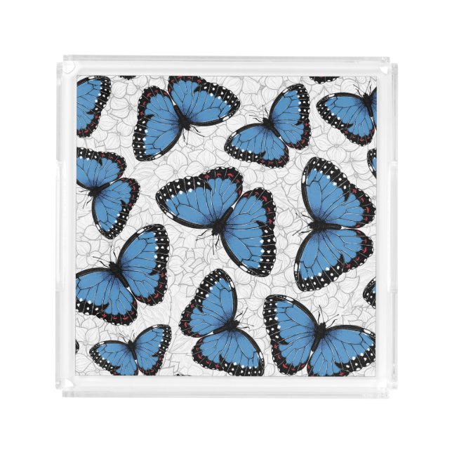 Blue morpho butterflies acrylic tray (Front)