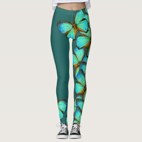 Blue Morpho Butterflies All Over Print Leggings