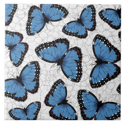 Blue morpho butterflies ceramic tile