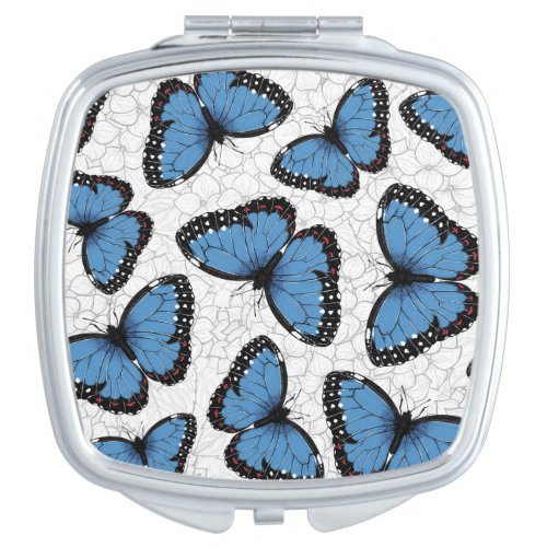 Blue morpho butterflies compact mirror