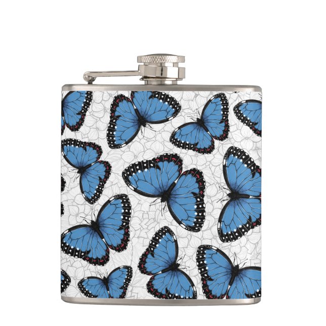 Blue morpho butterflies flask (Front)