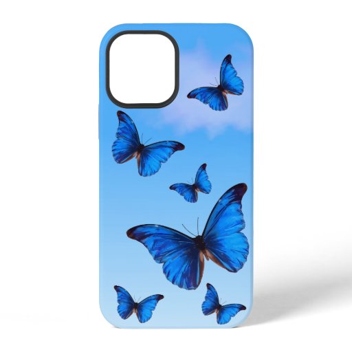 Blue Morpho Butterflies Flying in Sky iPhone 12 Case