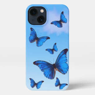 Blue Morpho Butterflies Flying in Sky iPhone 13 Case