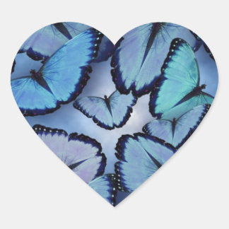 Blue Morpho Butterflies Heart Sticker