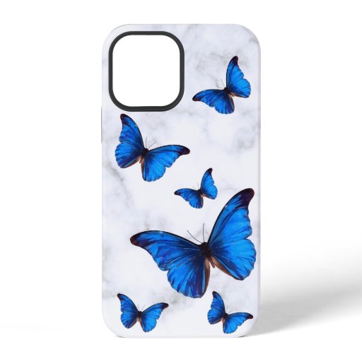 Blue Morpho Butterflies in Flight Marbled iPhone 12 Case