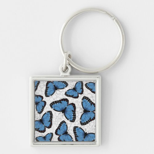 Blue morpho butterflies keychain