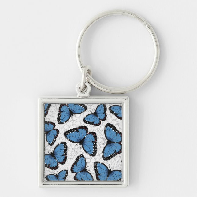 Blue morpho butterflies keychain (Front)