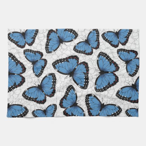 Blue morpho butterflies kitchen towel