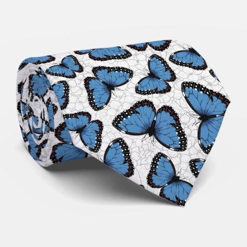 Blue morpho butterflies neck tie