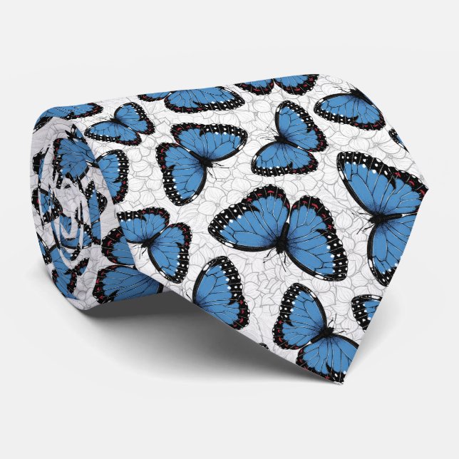 Blue morpho butterflies neck tie (Rolled)