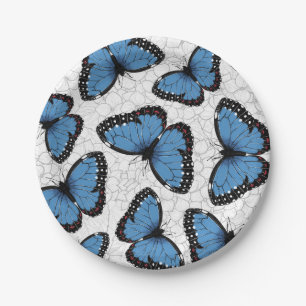 Blue morpho butterflies paper plates