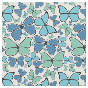 Blue Morpho Butterflies Patterned Fabric