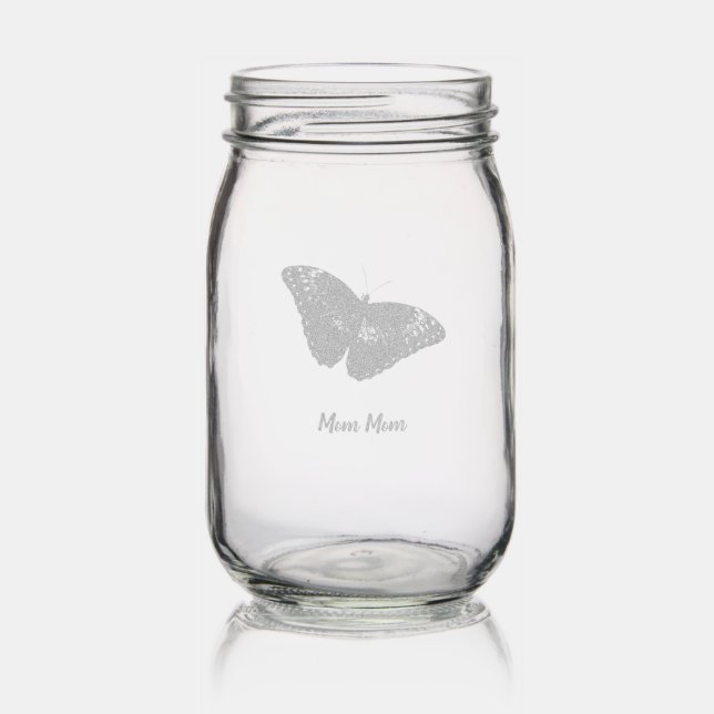 Blue Morpho Butterflies Personalized Mason Jar (Glassware)