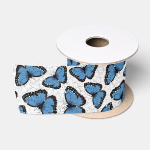 Blue morpho butterflies satin ribbon