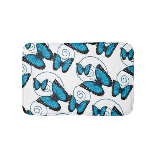Blue Morpho Butterfly Bathroom Mat