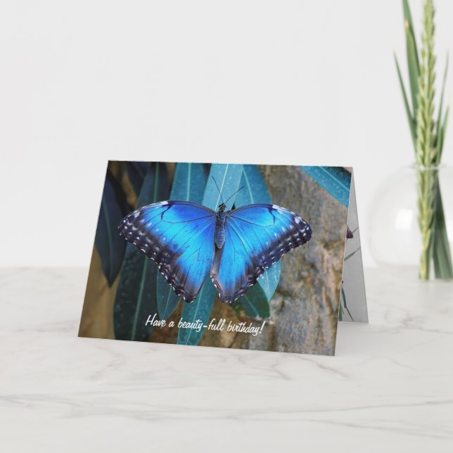 Blue Morpho butterfly birthday Card (Front)