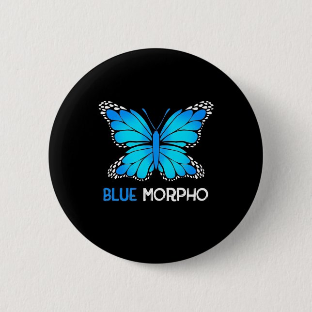 Blue Morpho Butterfly Button (Front)